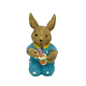 Vtg Mervyn's Bunny Rabbit Figurine Boy Pajamas Easter Decor Anthropomorphic 2.5"
